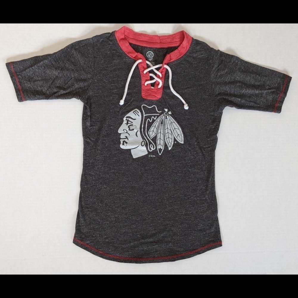 Womens Blackhawks Lace Up T-Shirt